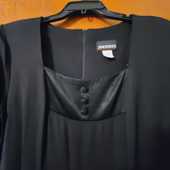 John Roberts Long Black Short Sleeve Dress Size 14 - Picture 3 of 3